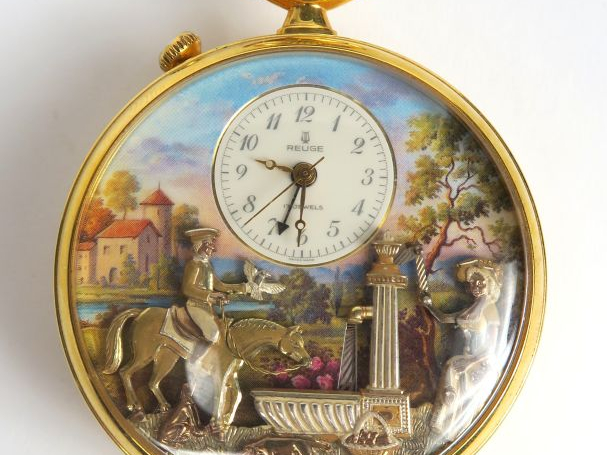 REUGE. Montre de gousset automate, avec son coffret