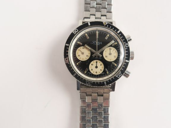 KRITER. Montre chronomètre, cadran et bracelet en acier