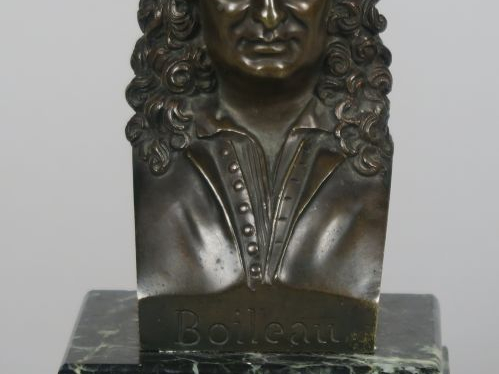 CHARDIGNY "Portrait de Boileau" Sujet en bronze à patine brune.  Signé