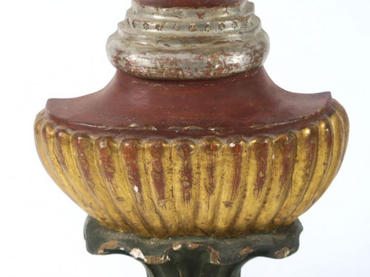 Paire de bois polychromes XIXème "Vases de fleurs".  H. 56,5 cm  (quel