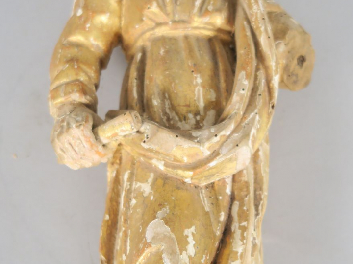 Sujet XVIIIème en bois sculpté, doré et polychrome "Saint personnage" 