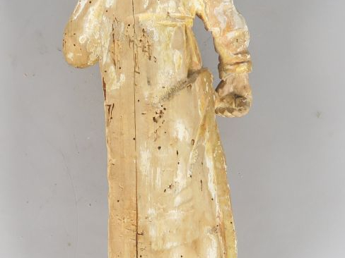 Sujet XVIIIème en bois sculpté, doré et polychrome "Saint personnage" 