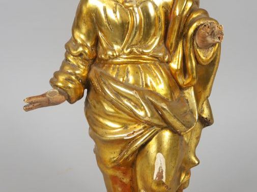 Sujet XIXème en bois sculpté, doré et polychrome "Apôtre" H. 37,5 cm  