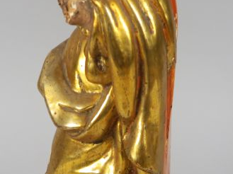 Sujet XIXème en bois sculpté, doré et polychrome "Apôtre" H. 37,5 cm  