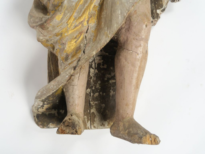 Sculpture début XVIIIème en bois sculpté, polychrome et doré "Saint Je