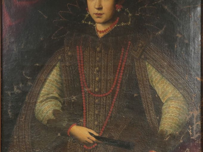 Ecole espagnole fin XVIème - début XVIIème "Portrait de femme au colli