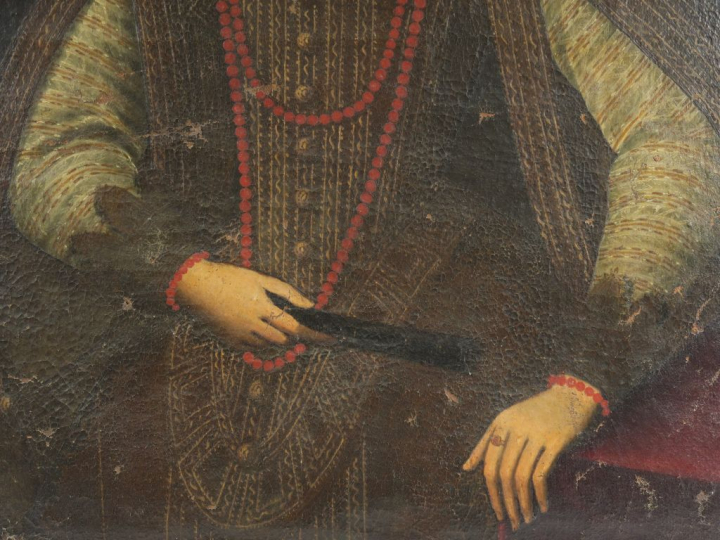 Ecole espagnole fin XVIème - début XVIIème "Portrait de femme au colli