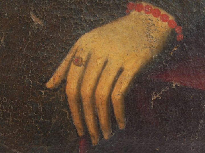 Ecole espagnole fin XVIème - début XVIIème "Portrait de femme au colli