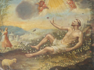 Vente aux enchères Ecole française XVIIème "Saint aux stigmates" Huile sur cuivre.  23,5 