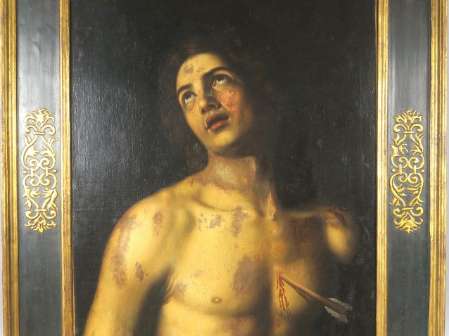 Ecole flamande XVIIème "Saint Sébastien" Huile sur toile. 73,5 x 56 cm