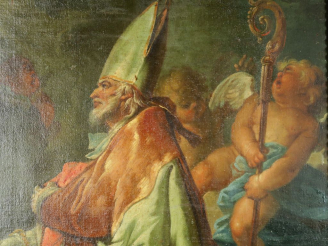 Vente aux enchères Ecole française XVIIIème. "Saint Eloi, patron des orfèvres". Huile sur