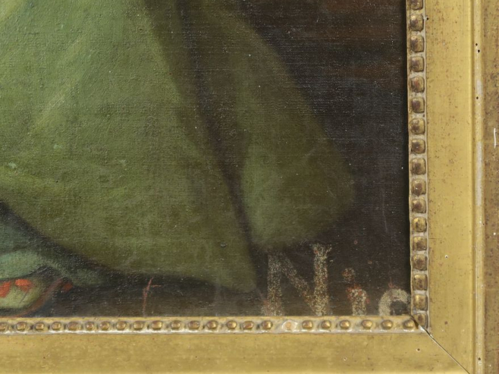 Ecole française XVIIIème. "Saint Eloi, patron des orfèvres". Huile sur