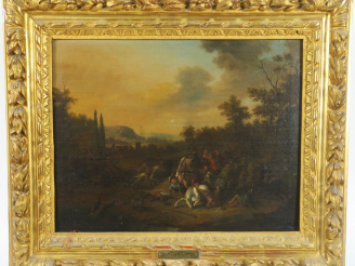 Vente aux enchères Karel BREYDEL dit "Le Chevalier" "Une embuscade". Huile sur toile.  Da