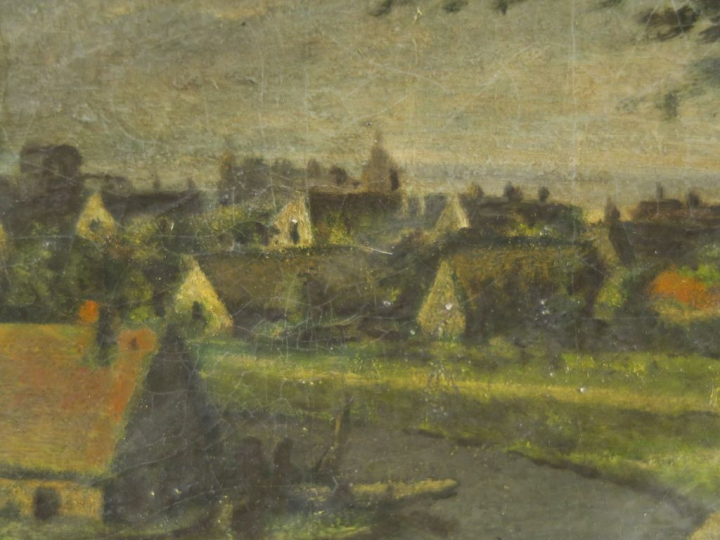 Ecole française XIXème "Vue de Barbizon" Huile sur toile.  34 x 49 cm