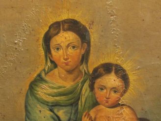 Vente aux enchères Ecole italienne XIXème "Vierge à l'Enfant" Huile sur toile.  67 x 54 c