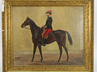 Vente aux enchères P. DESPAVIEUX. "Officier de cavalerie" Huile sur toile, signée en bas 