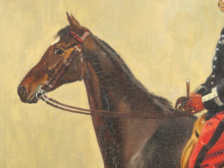 P. DESPAVIEUX. "Officier de cavalerie" Huile sur toile, signée en bas 