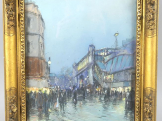 Vente aux enchères Pierre-Jacques PELLETIER "Vue de Paris" Pastel.  Signé en bas à gauche