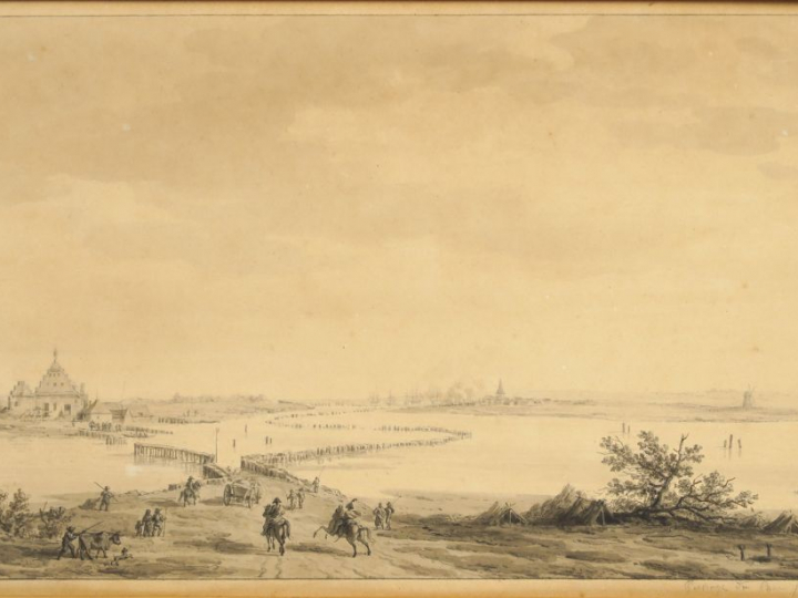 Louis-Philippe CREPIN (1772-1851) "Le passage du bac à Travemünde (por