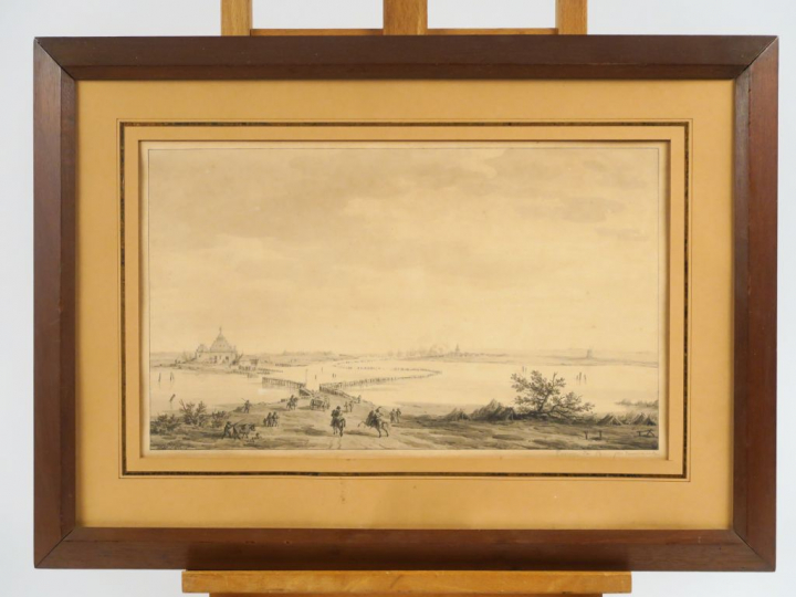 Louis-Philippe CREPIN (1772-1851) "Le passage du bac à Travemünde (por