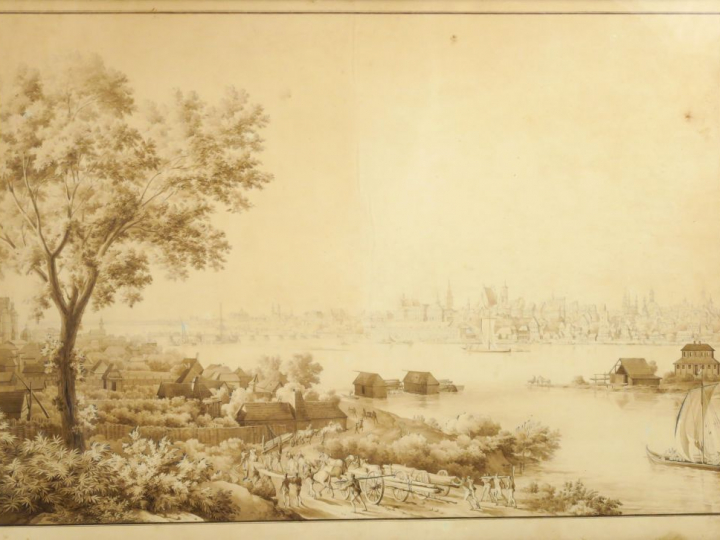 Ecole française du XIXème siècle "L’arrivée de l’armée impériale à Var