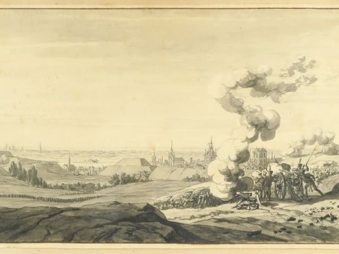 Nicolas-Antoine TAUNAY (1755-1830) "Siège de Dantzig, mai 1807 : vue g