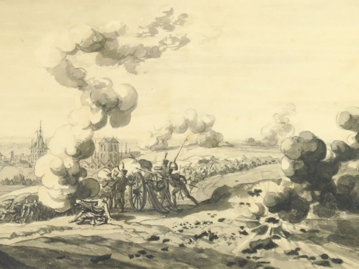 Nicolas-Antoine TAUNAY (1755-1830) "Siège de Dantzig, mai 1807 : vue g