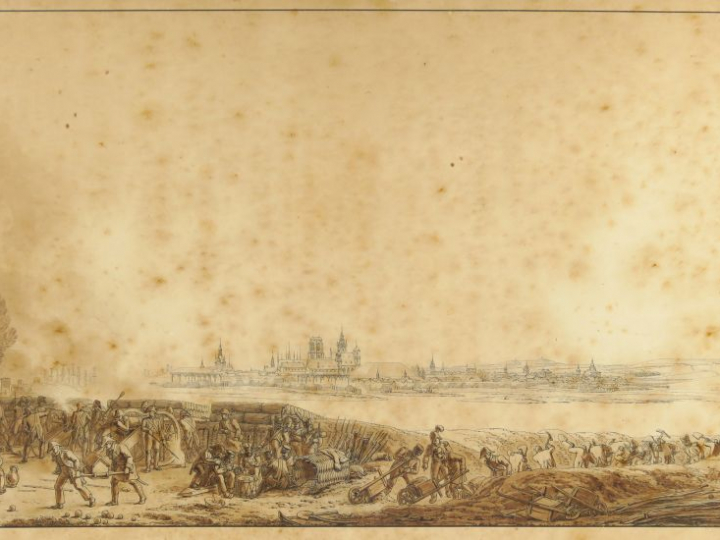 Nicolas-Antoine TAUNAY (1755-1830) "Siège de Dantzig" Plume et encre n