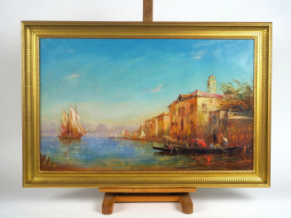 Vente aux enchères Ecole française XIXème, suiveur de Felix ZIEM  "Le grand canal à Venis
