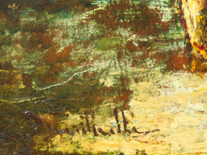 Adolphe MONTICELLI "Personnages dans un parc" Huile sur panneau. Signé