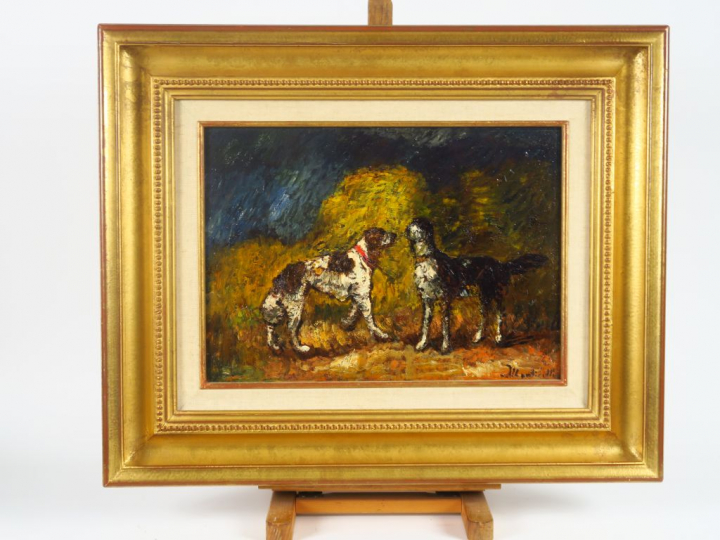 Adolphe MONTICELLI  "Les deux compagnons" Huile sur panneau. Signée en