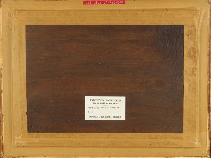 Adolphe MONTICELLI  "Les deux compagnons" Huile sur panneau. Signée en