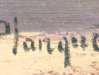 Félix PLANQUETTE  "Fermière menant sa vache à l'étable" Huile sur pann