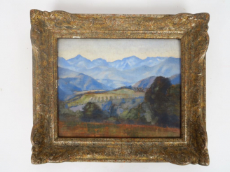 Vente aux enchères Cécile Patrice BONNET  "Paysages de montagne" Deux huiles sur panneau.