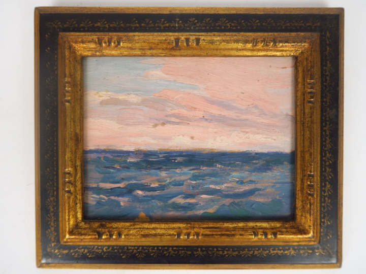 Cécile Patrice BONNET  "Marines" Trois huiles sur panneau. Non signées