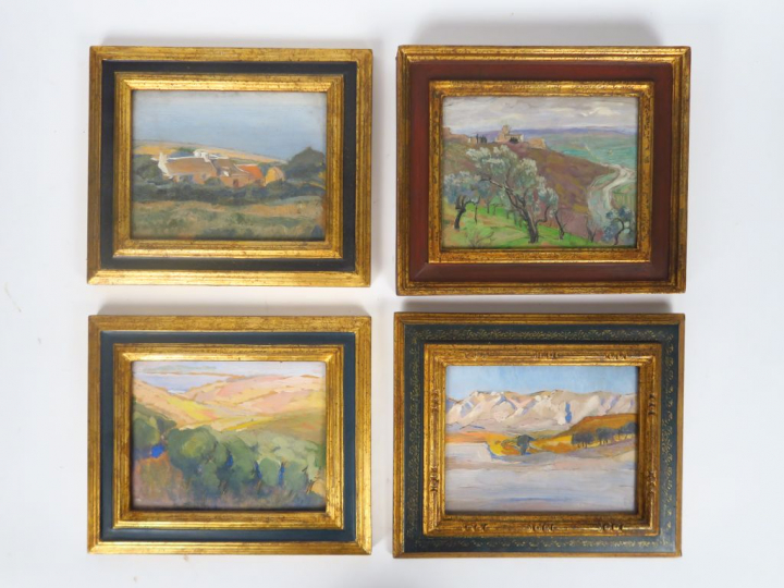 Cécile Patrice BONNET  "Paysages cotiers" Huiles sur panneau.  Non sig