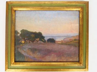 Vente aux enchères Cécile Patrice BONNET  "Paysages cotiers" Deux huiles sur panneau.  No