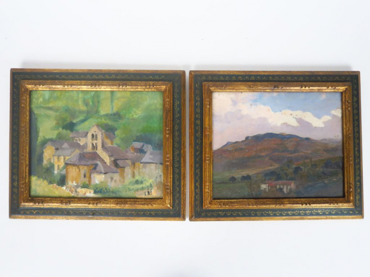 Cécile Patrice BONNET  "Paysages montagneux" et "Vue de hameau" Deux h