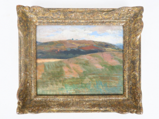 Vente aux enchères Cécile Patrice BONNET  "Paysages" Trois huiles sur panneau. Non signée