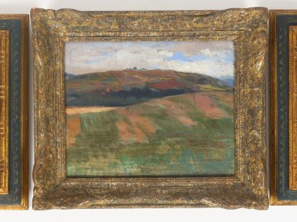 Cécile Patrice BONNET  "Paysages" Trois huiles sur panneau. Non signée