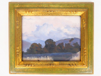 Vente aux enchères Cécile Patrice BONNET  "Paysages" Trois huiles sur panneau. Non signée