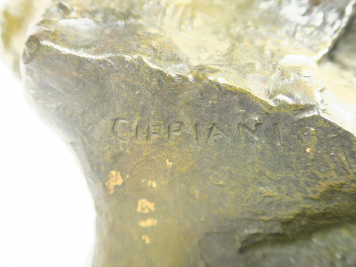 CIPRIANI. Portrait de Ludwig Van Beethoven. Sculpture en bronze à pati