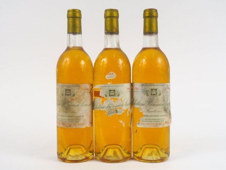 3 BOUTEILLES CHÂTEAU ROUMIEU LACOSTE SAUTERNES - 1984 - BG/EA