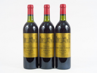 Vente aux enchères 3 BOUTEILLES CHÂTEAU DURFORT VIVENS GCC MARGAUX - 1981 - 2 LB/1 HEP