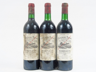 Vente aux enchères 3 BOUTEILLES CHÂTEAU TAYAC CB MARGAUX - 1981 - 2 BG/BS