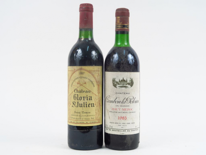 2 BOUTEILLES : 1 CHÂTEAU GLORIA ST JULIEN 1987 BG - 1 CHÂTEAU CAMBON L