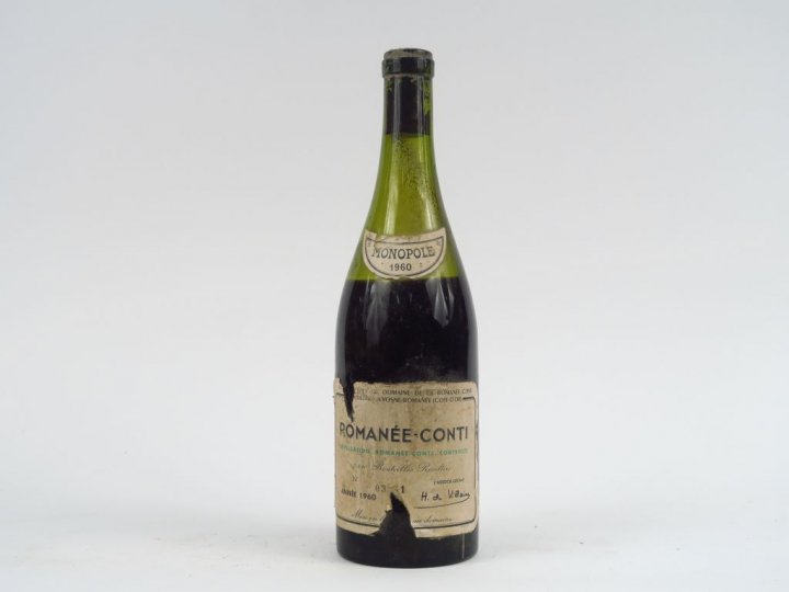 1 BOUTEILLE ROMANEE CONTI - 1960 - 8,5 CM/EA/SANS CAPS/BOUCHON ESTAMPE