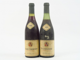 Vente aux enchères 2 BOUTEILLES J. THORIN 1961 : 1 POMMARD 3,5 CM - 1 GEVREY CHAMBERTIN 1