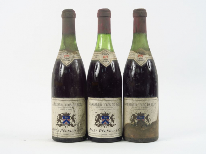 3 BOUTEILLES CHAMBERTIN GC 'CLOS DE BEZE' J. REGNIER - 1972 - 1 à 4,5 