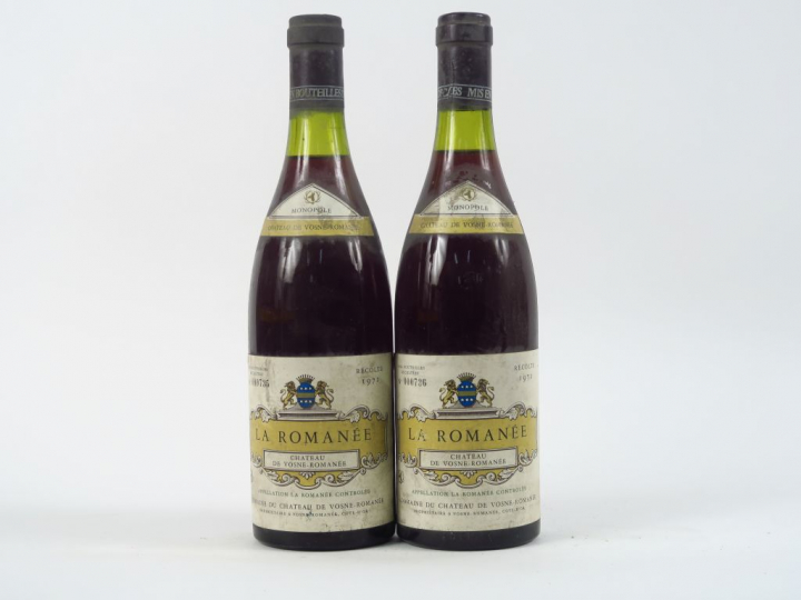 2 BOUTEILLES LA ROMANEE CHÂTEAU VOSNE ROMANEE - 1972 - 2,5 CM
